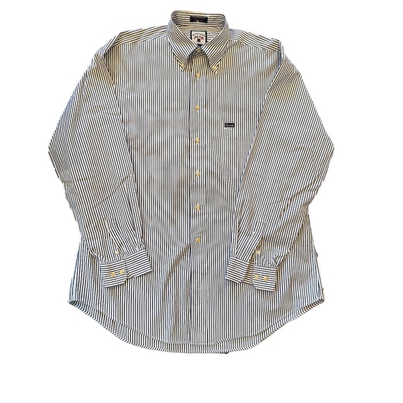 Faconnable Nautical Stripe Button Shirt L Long Sleeve Blue White Coastal Classic - Picture 2 of 8